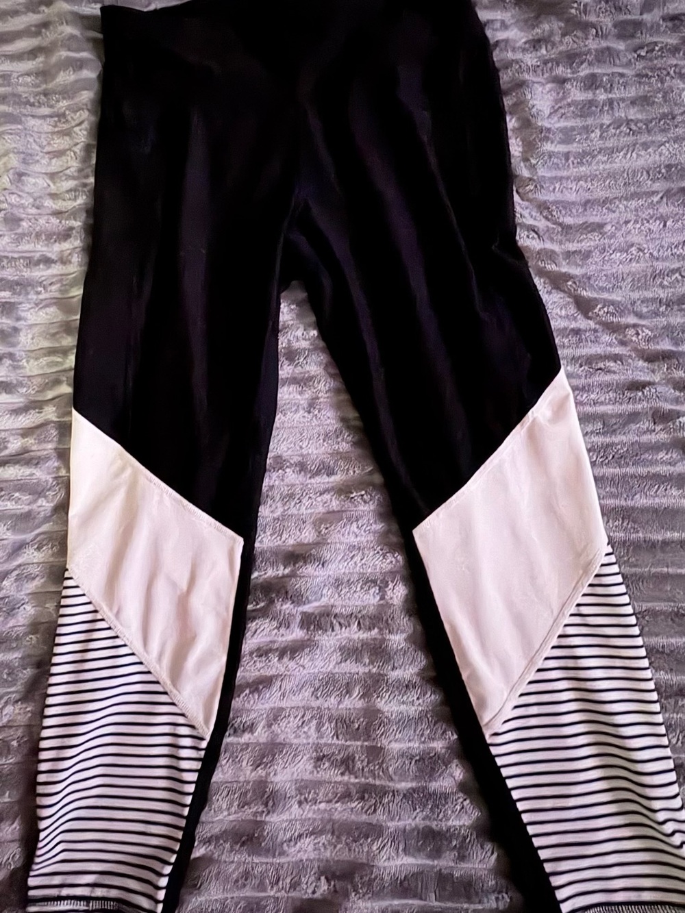 Xersion Black with White Chevron & Black-White Stripe Leggings